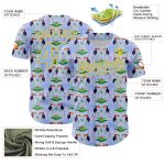 Personalized 3D Toucan Baseball Jersey with Tropical Palm Leaves - Light Blue Yellow Custom Name and Number Personalized