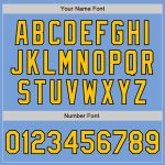 Custom Baseball Jersey with Personalized Name and Number - Light Blue Yellow Black Arm Shapes in 3 Colors Personalized Light
