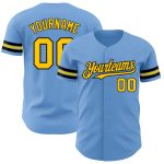 Custom Name Number Yellow Black Light Blue Authentic Baseball Jersey - Personalized Team Apparel Personalized Light Blue