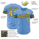 Custom Name Number Yellow Black Light Blue Authentic Baseball Jersey - Personalized Team Apparel Personalized Light Blue