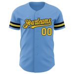 Custom Name Number Yellow Black Light Blue Authentic Baseball Jersey - Personalized Team Apparel Personalized Light Blue
