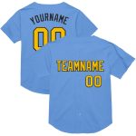 Personalized Light Blue Yellow Black Mesh Baseball Jersey - Authentic Throwback Style Personalized Light Blue Yellow-Black