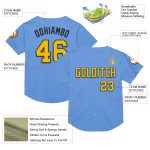 Personalized Light Blue Yellow Black Mesh Baseball Jersey - Authentic Throwback Style Personalized Light Blue Yellow-Black