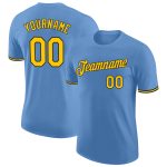 Custom Team Performance T-Shirt with Name and Number - Light Blue Yellow-Black Color Options Personalized Light Blue Yellow-Black