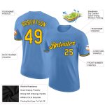 Custom Team Performance T-Shirt with Name and Number - Light Blue Yellow-Black Color Options Personalized Light Blue Yellow-Black