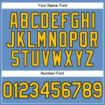 Custom Team Performance T-Shirt with Name and Number - Light Blue Yellow-Black Color Options Personalized Light Blue Yellow-Black