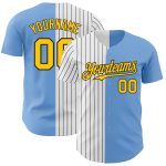 Custom Name and Number Baseball Jersey - Authentic Light Blue Yellow-Black Pinstripe Fashion Team Jersey Personalized Light