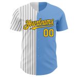 Custom Name and Number Baseball Jersey - Authentic Light Blue Yellow-Black Pinstripe Fashion Team Jersey Personalized Light
