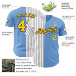 Custom Name and Number Baseball Jersey - Authentic Light Blue Yellow-Black Pinstripe Fashion Team Jersey Personalized Light