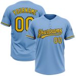 Custom Name and Number Softball Jersey Unisex Two-Button Light Blue Yellow-Black Design Personalized Light Blue Yellow-Black