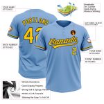 Custom Name and Number Softball Jersey Unisex Two-Button Light Blue Yellow-Black Design Personalized Light Blue Yellow-Black