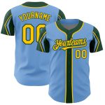 Customizable Authentic Baseball Jersey - Light Blue Yellow-Green - Personalized Name & Number - 3 Colors - Team Apparel Personalized