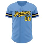 Custom Team Baseball Jersey Light Blue Yellow-Navy with Personalized Name and Number Personalized Light Blue Yellow-Navy