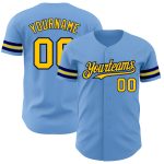 Custom Team Baseball Jersey Light Blue Yellow-Navy with Personalized Name and Number Personalized Light Blue Yellow-Navy