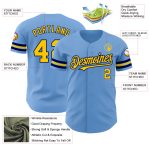 Custom Team Baseball Jersey Light Blue Yellow-Navy with Personalized Name and Number Personalized Light Blue Yellow-Navy