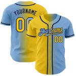 Custom Name Number Baseball Jersey - Personalized Light Blue Yellow-Navy Gradient Fashion Design Personalized Light Blue