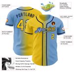 Custom Name Number Baseball Jersey - Personalized Light Blue Yellow-Navy Gradient Fashion Design Personalized Light Blue