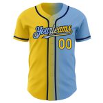 Custom Name Number Baseball Jersey - Personalized Light Blue Yellow-Navy Gradient Fashion Design Personalized Light Blue