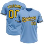 Custom Name and Number Light Blue Yellow-Navy Unisex Softball Jersey - Personalized Two-Button Design Personalized Light