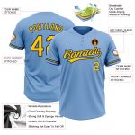Custom Name and Number Light Blue Yellow-Navy Unisex Softball Jersey - Personalized Two-Button Design Personalized Light