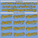 Custom Name and Number Light Blue Yellow-Navy Unisex Softball Jersey - Personalized Two-Button Design Personalized Light