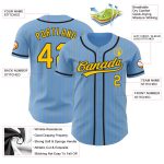 Custom Authentic Baseball Jersey - Light Blue Yellow Pinstripe with Personalized Name and Number Personalized Light Blue