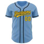 Custom Authentic Baseball Jersey - Light Blue Yellow Pinstripe with Personalized Name and Number Personalized Light Blue