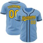 Custom Authentic Baseball Jersey - Light Blue Yellow Pinstripe with Personalized Name and Number Personalized Light Blue