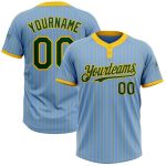 Custom Name and Number Light Blue Yellow Pinstripe Softball Jersey Unisex Two-Button Design Personalized Light Blue Yellow