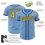 Custom Light Blue Yellow Pinstripe Navy Baseball Jersey with Personalized Name and Number, Authentic Team Apparel Personalized