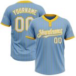 Custom Softball Jersey Unisex Two-Button Light Blue Yellow Pinstripe with Name and Number - Personalized Team Apparel Personalized