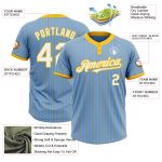 Custom Softball Jersey Unisex Two-Button Light Blue Yellow Pinstripe with Name and Number - Personalized Team Apparel Personalized