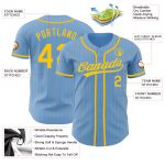 Custom Name and Number Authentic Baseball Jersey - Light Blue Yellow Pinstripe Team Jersey Personalized Light Blue Yellow