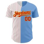 Custom Name Number Authentic Baseball Jersey Light Blue Yellow-Red Pinstripe Fashion Team Style Personalized Light Blue Yellow-Red