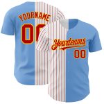 Custom Name Number Authentic Baseball Jersey Light Blue Yellow-Red Pinstripe Fashion Team Style Personalized Light Blue Yellow-Red