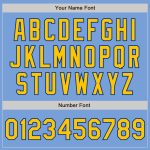 Custom Name and Number Two-Tone Light Blue Yellow-Royal Bomber Varsity Jacket - Personalized Full-Snap Letterman Jacket Personalized