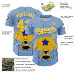 Custom Name Number Baseball Jersey Champion Trophy 3D Pattern Light Blue Yellow White Authentic Design Personalized Light