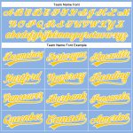 Custom Name Number Baseball Jersey Champion Trophy 3D Pattern Light Blue Yellow White Authentic Design Personalized Light