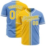 Custom Name Number Gradient Baseball Jersey Light Blue Yellow White Authentic Fashion Team Personalized Light Blue Yellow-White
