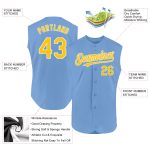 Custom Personalized Light Blue Yellow-White Baseball Jersey with Name and Number - Authentic Sleeveless Team Apparel Personalized