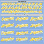 Custom Personalized Light Blue Baseball Jersey with Yellow White Lines - Team Name & Number Personalized Light Blue Yellow-White