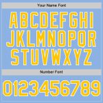 Custom Personalized Light Blue Baseball Jersey with Yellow White Lines - Team Name & Number Personalized Light Blue Yellow-White