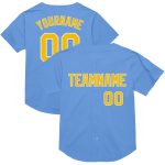 Custom Name and Number Authentic Throwback Baseball Jersey - Personalized Light Blue Yellow-White Mesh Design Personalized