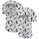 Custom Name Number Performance T-Shirt - Personalized 3D Pattern Design - Light Gray Black Feather Style Personalized Light