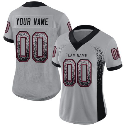 Custom Name and Number Light Gray Black-Cardinal Mesh Football Jersey - Personalized Drift Fashion Team Jersey Personalized