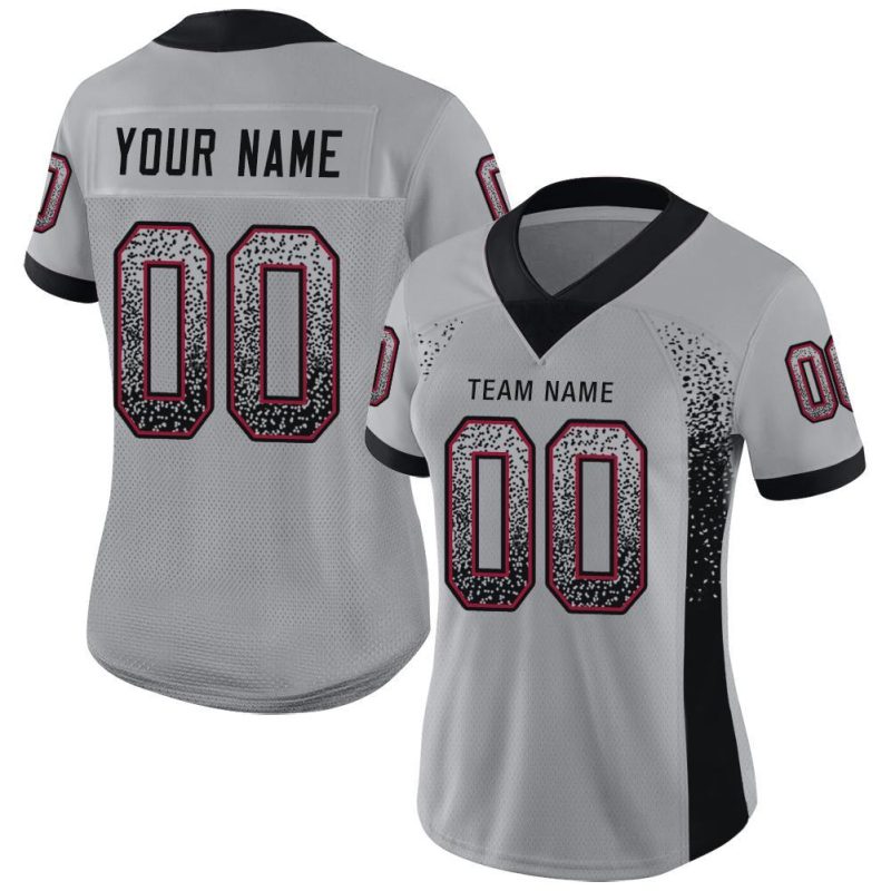Custom Name and Number Light Gray Black-Cardinal Mesh Football Jersey - Personalized Drift Fashion Team Jersey Personalized