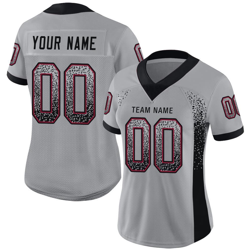 Custom Name and Number Light Gray Black-Cardinal Mesh Football Jersey - Personalized Drift Fashion Team Jersey Personalized