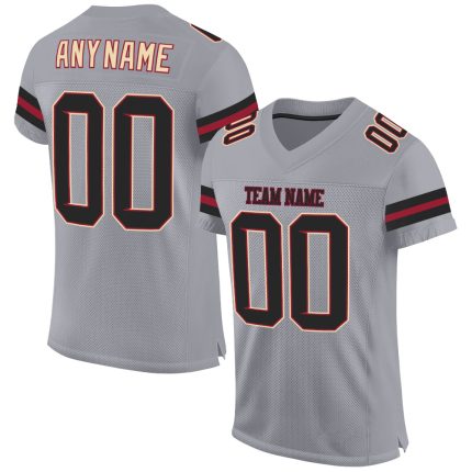 Custom Light Gray Black Crimson Football Jersey with Personalized Name and Number - Authentic Team Gear Personalized Light