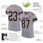 Custom Light Gray Black Crimson Football Jersey with Personalized Name and Number - Authentic Team Gear Personalized Light