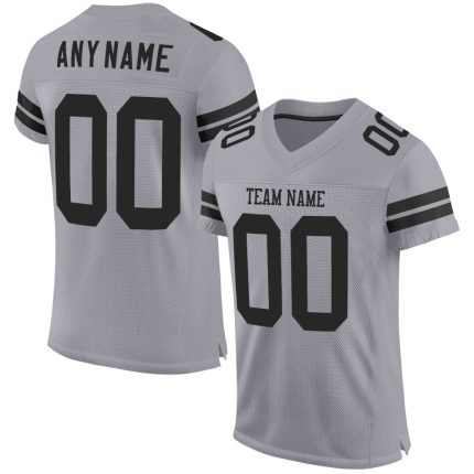 Personalized Custom Name and Number Light Gray Black Mesh Authentic Football Jersey Personalized Light Gray Black Mesh Authentic